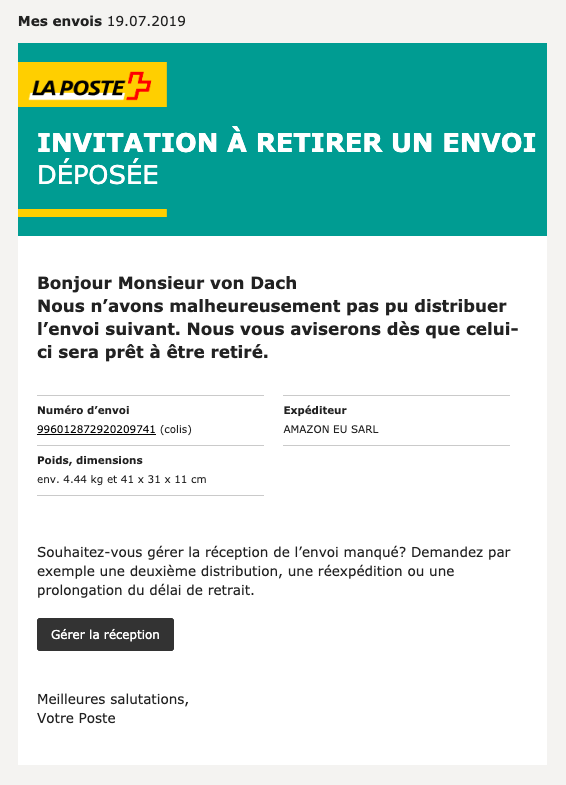 Invitation à retirer